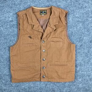 Wyoming Traders Canvas Vest Mens Size S Brown Western Ranch Button Up Outdoor
